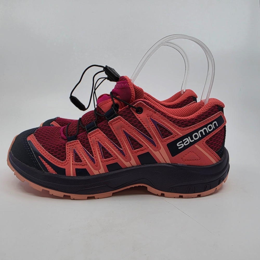 Salomon Trail Running Shoes Size 2 Pink Crimson Black XA Pro V8 3D Mesh